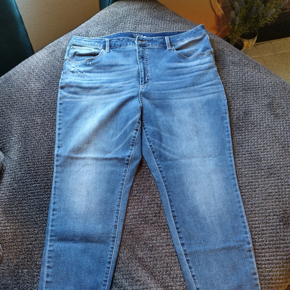 Time and Tru High Rise Skinny Distressed Blue Jeans Size 22